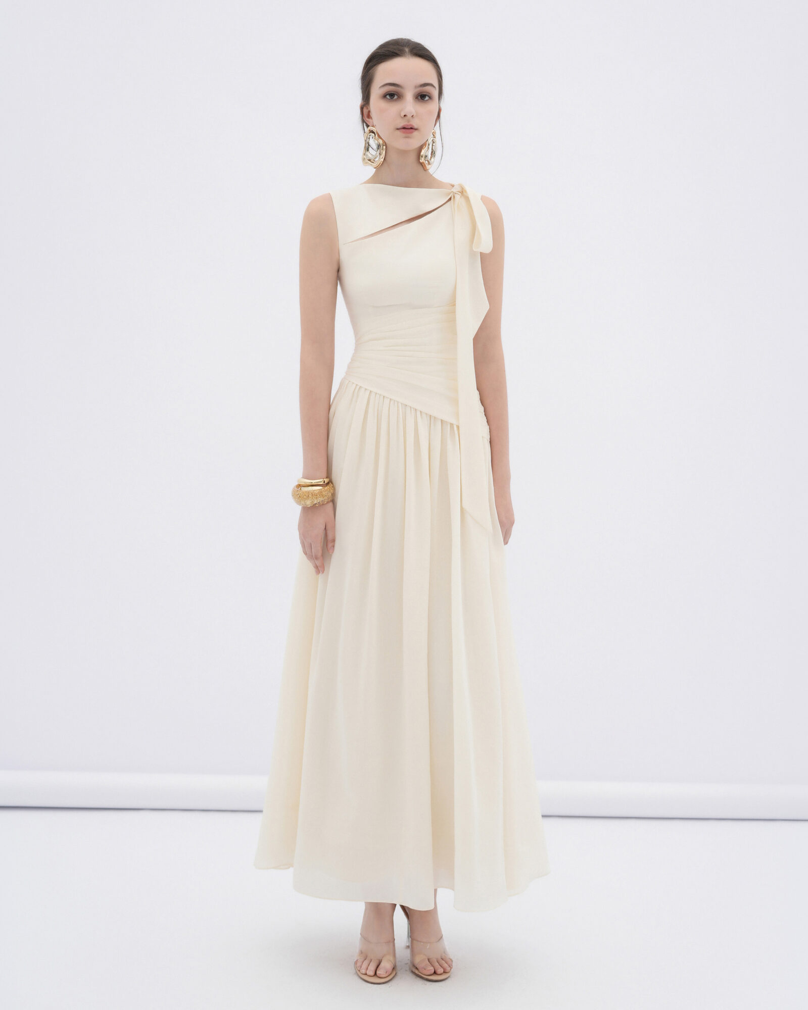 Ciel asymmetric cut-out neckline midi dress