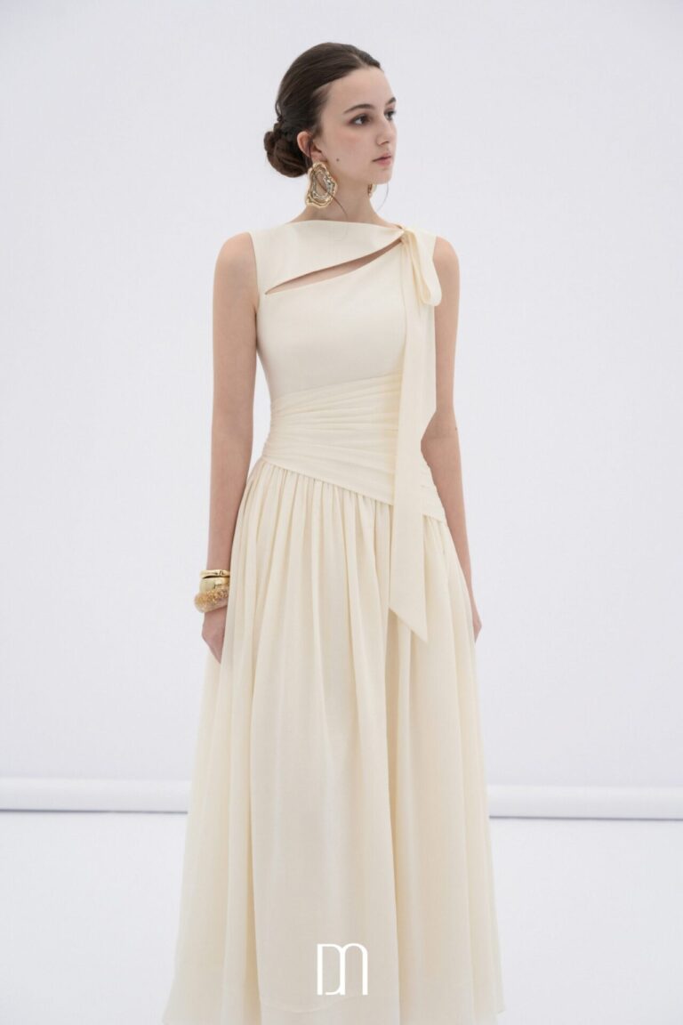Ciel asymmetric cut-out neckline midi dress