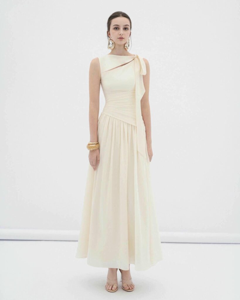 Ciel asymmetric cut-out neckline midi dress