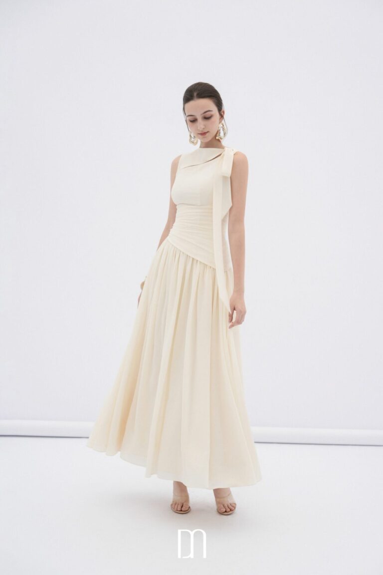 Ciel asymmetric cut-out neckline midi dress