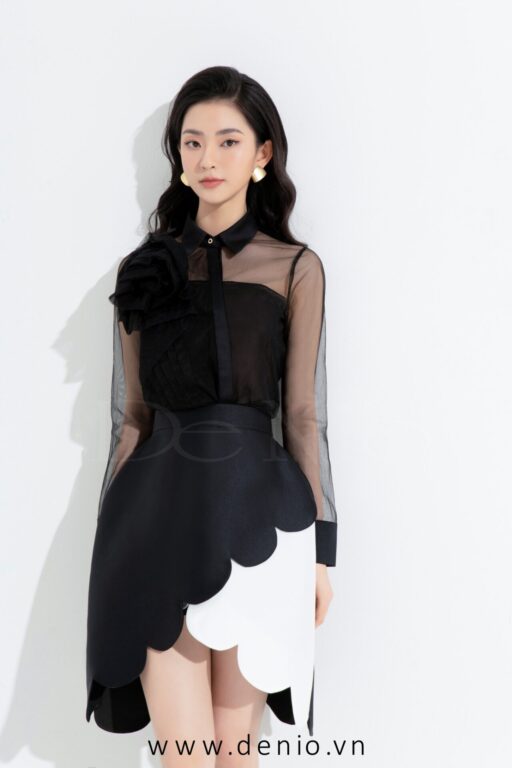 Ava Pleated Mesh Shirt