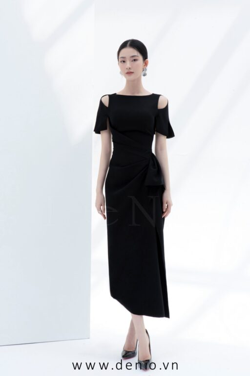 Violeta Pleated Dress with Bow