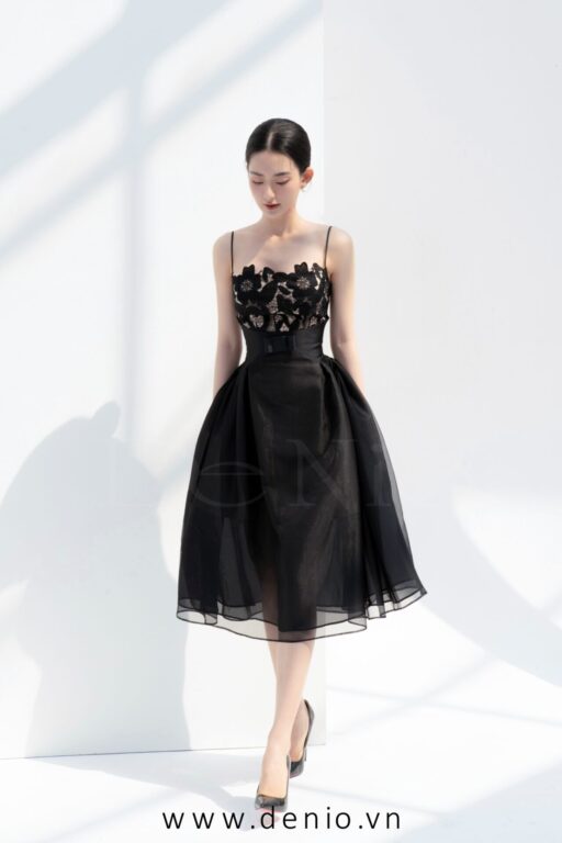 Vanessa Taffeta Dress with Lace
