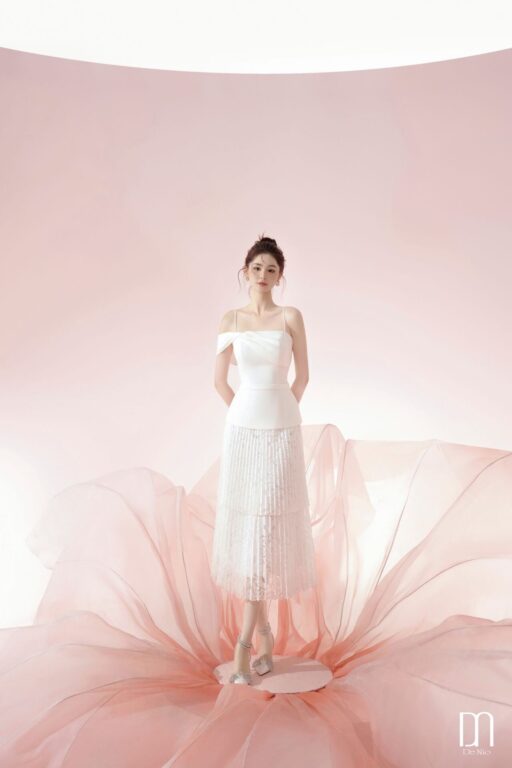 Alida Pleated lace dress