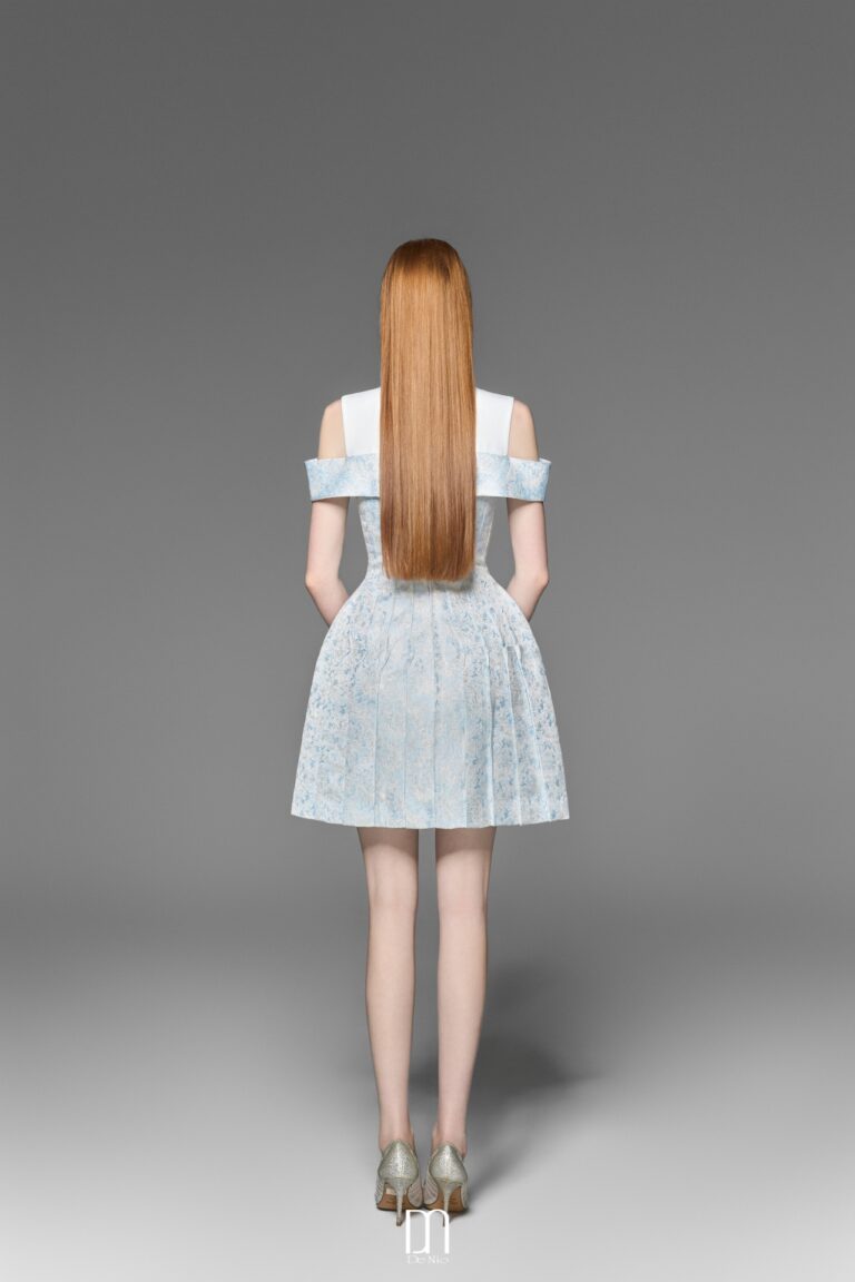Ellie Jaquard pleated dress