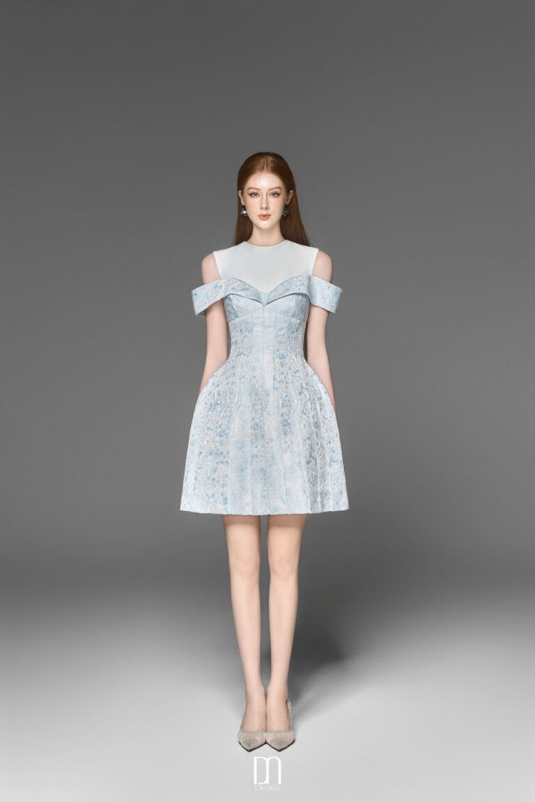 Ellie Jaquard pleated dress