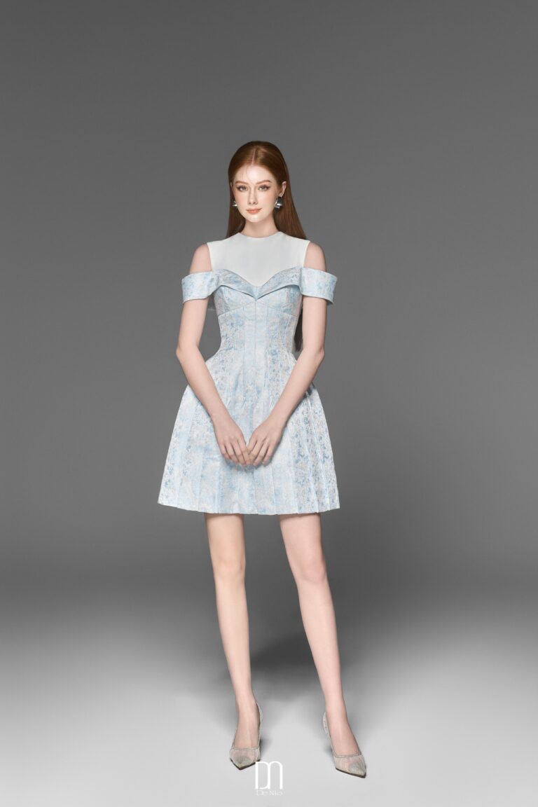 Ellie Jaquard pleated dress