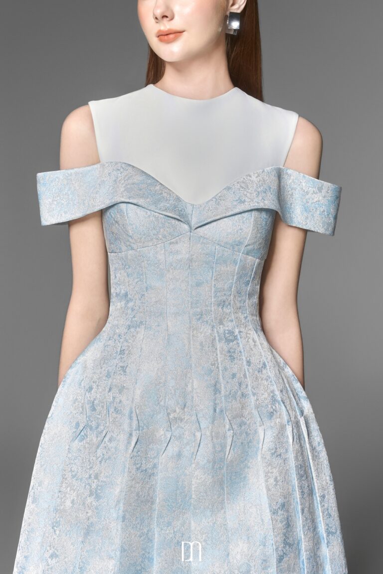 Ellie Jaquard pleated dress