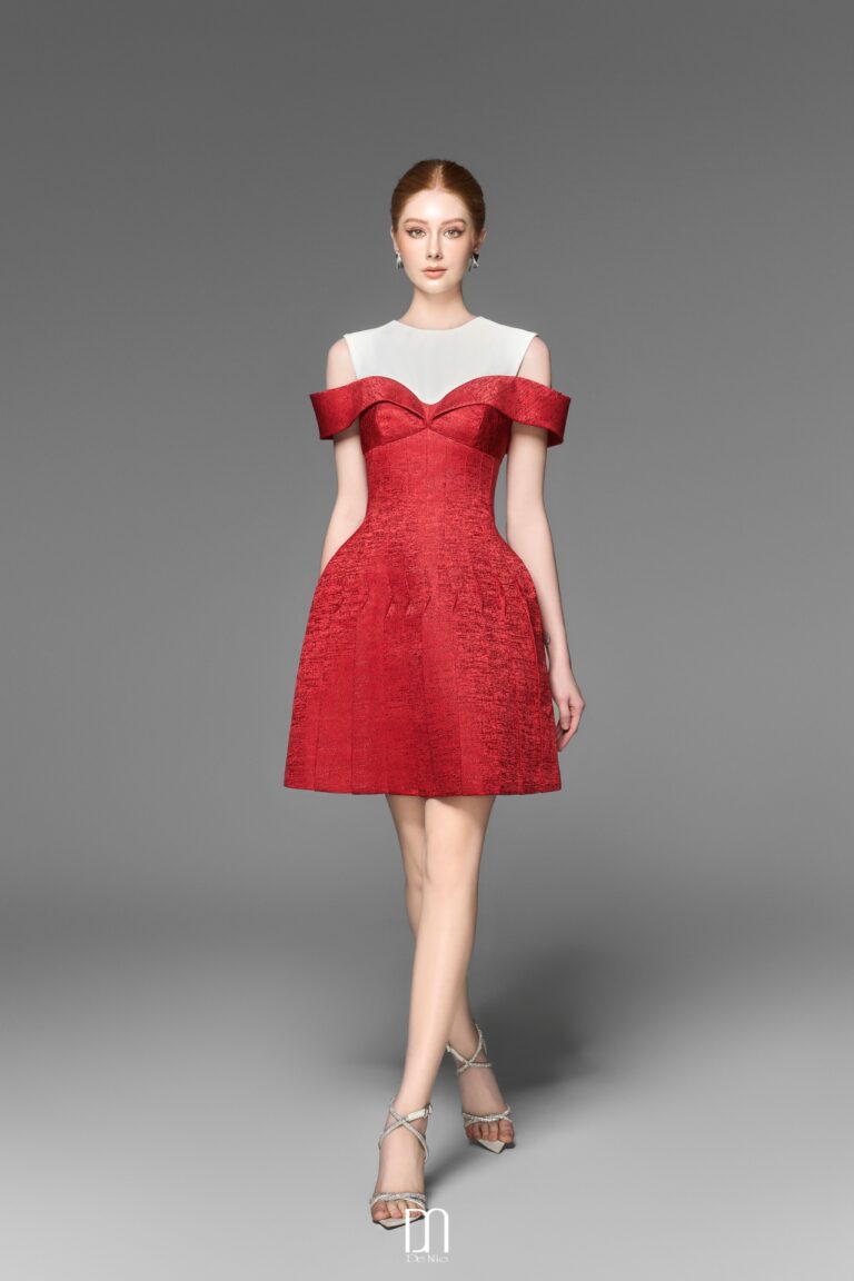 Ellie Jaquard pleated dress