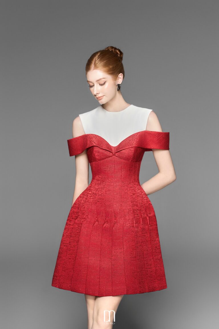 Ellie Jaquard pleated dress