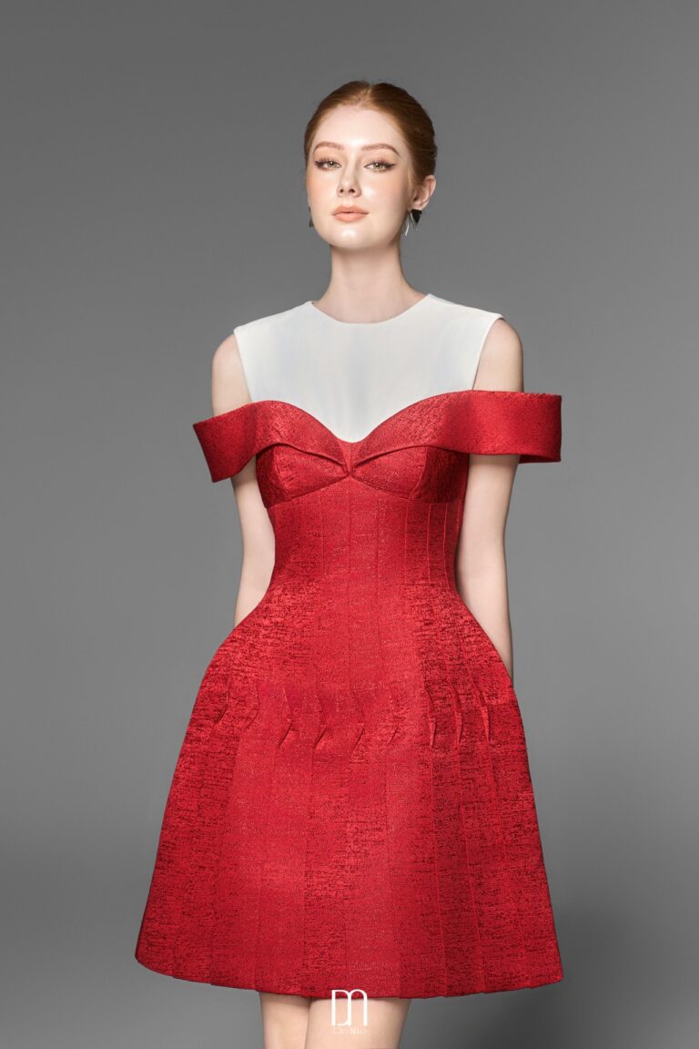Ellie Jaquard pleated dress