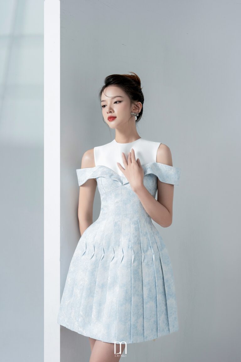 Ellie Jaquard pleated dress