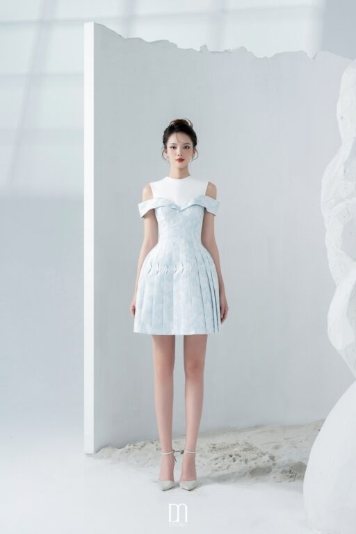 Ellie Jaquard pleated dress