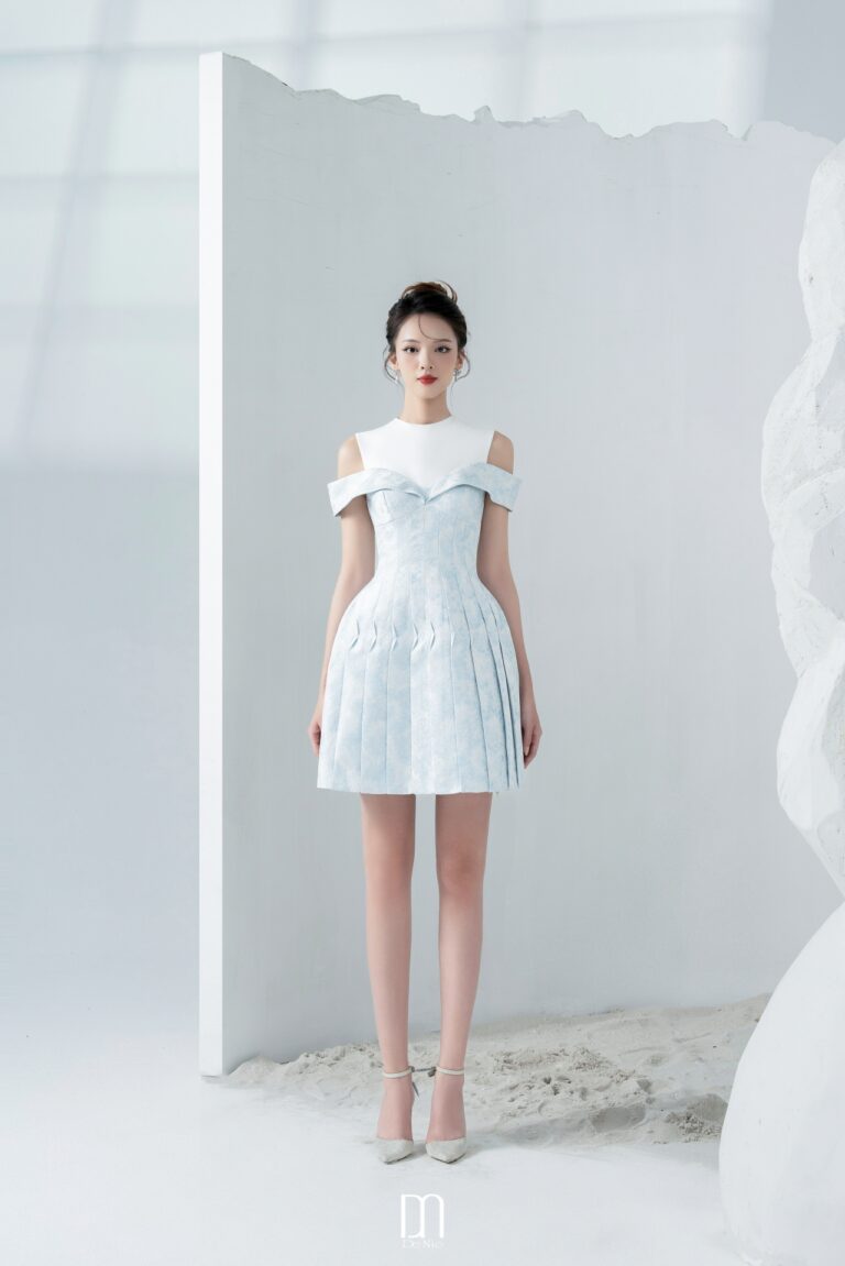 Ellie Jaquard pleated dress