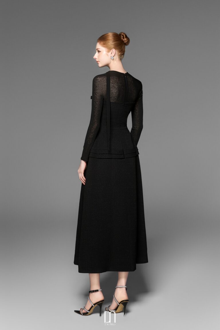 Lizzy long sleeves dress with bowtie