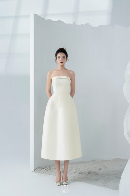 Lily strapless dress mixed bow