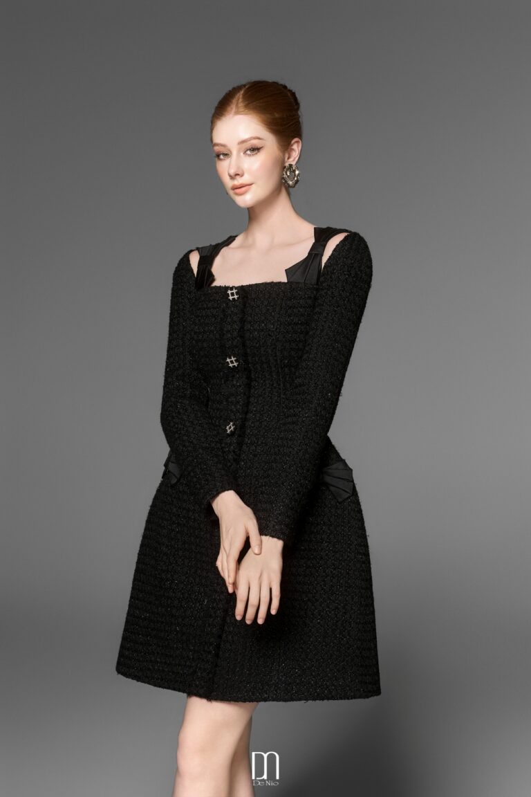 Coco tweed dress with bows