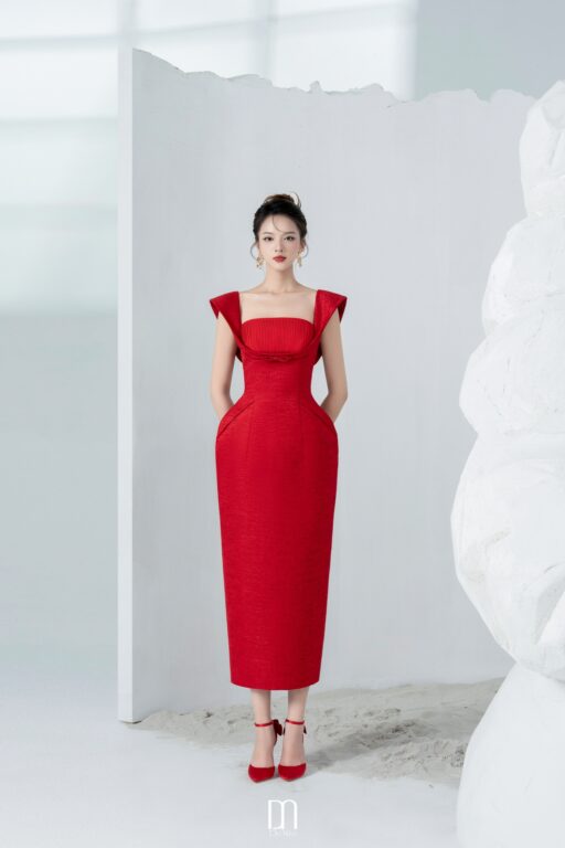 Dotty pencil jacquard dress with bust detail