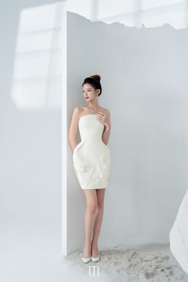 Rose mini dress with handmade flowers