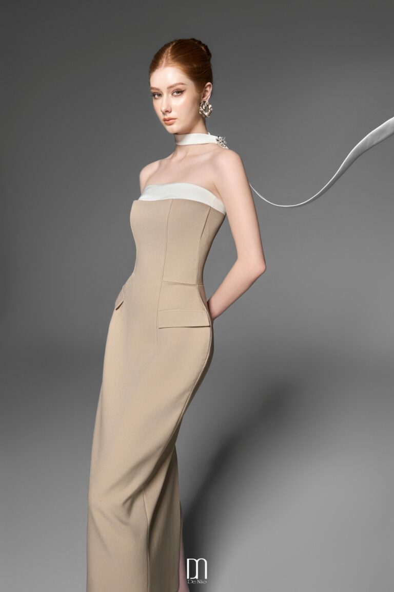 Alula strapless pencil dress with neck band