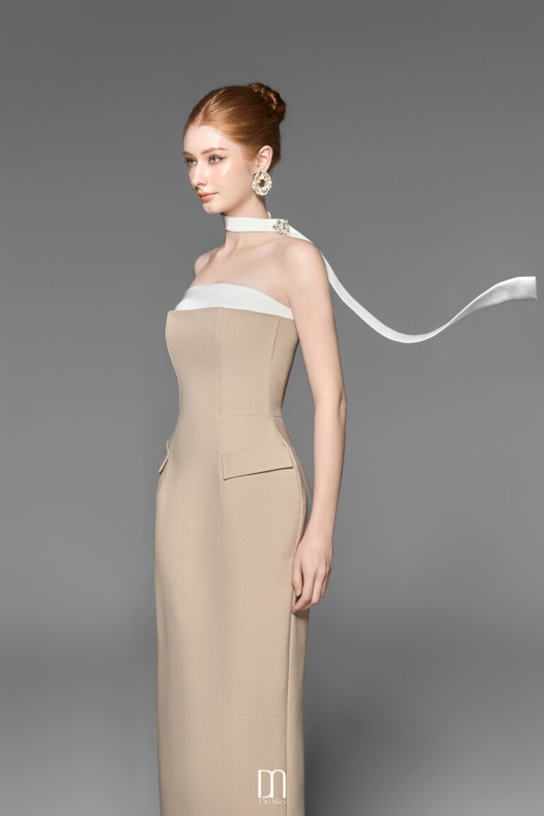 Alula strapless pencil dress with neck band