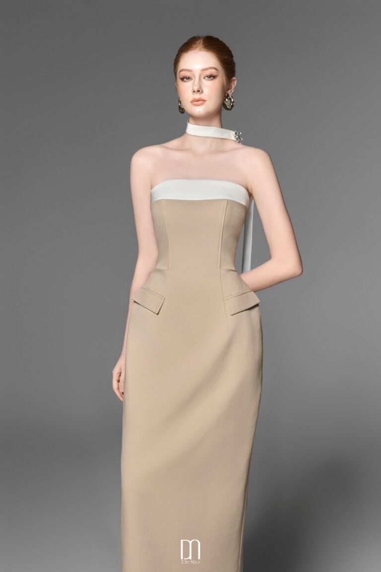 Alula strapless pencil dress with neck band