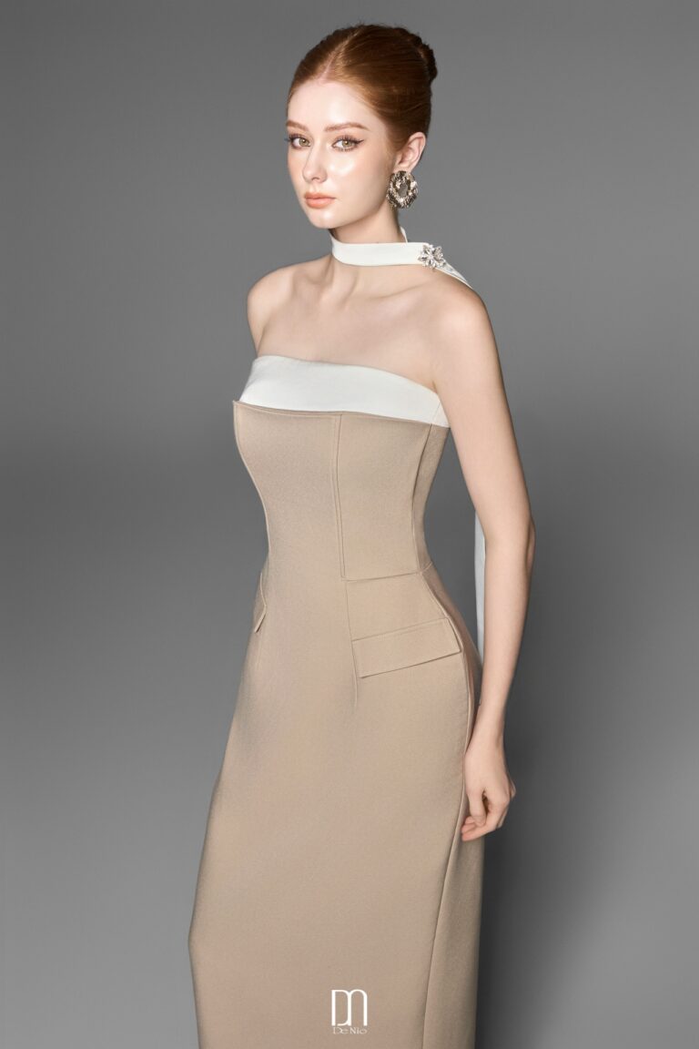 Alula strapless pencil dress with neck band