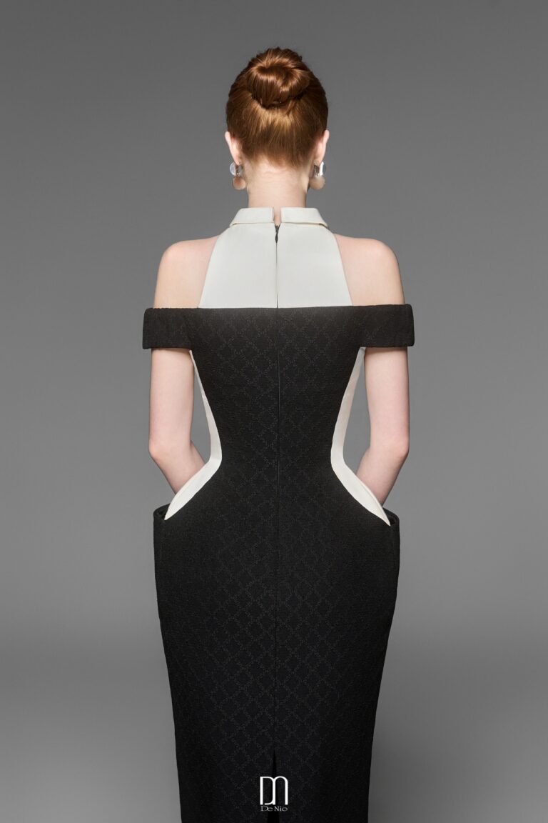 Cookie off-shoulder pencil dress with collar