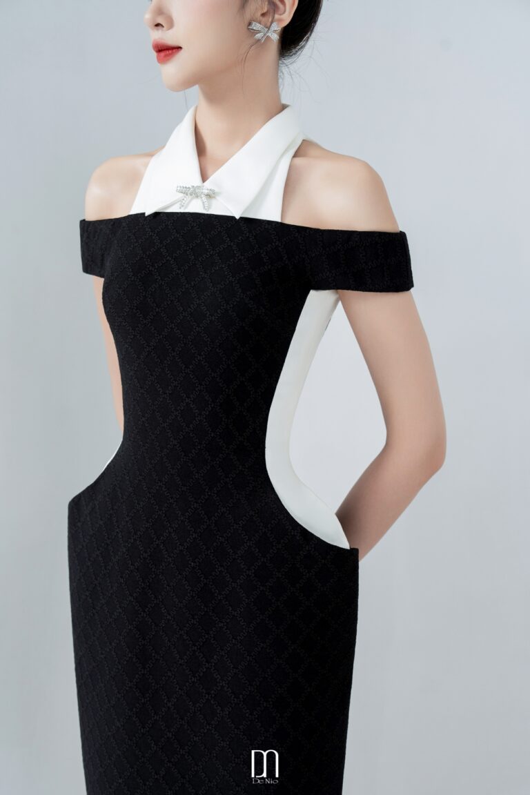 Cookie off-shoulder pencil dress with collar