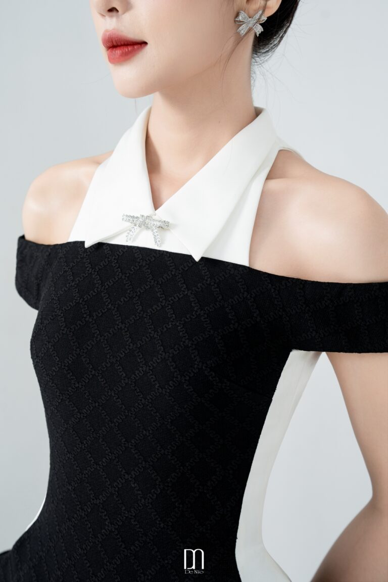Cookie off-shoulder pencil dress with collar