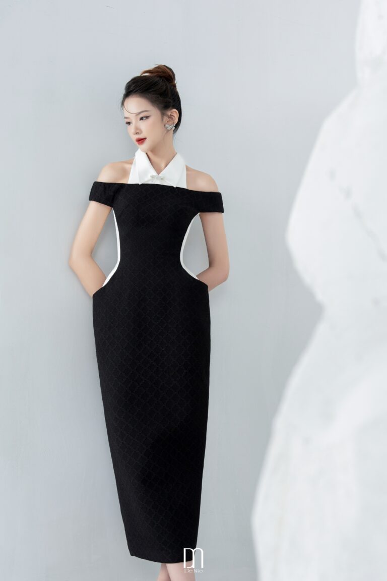 Cookie off-shoulder pencil dress with collar