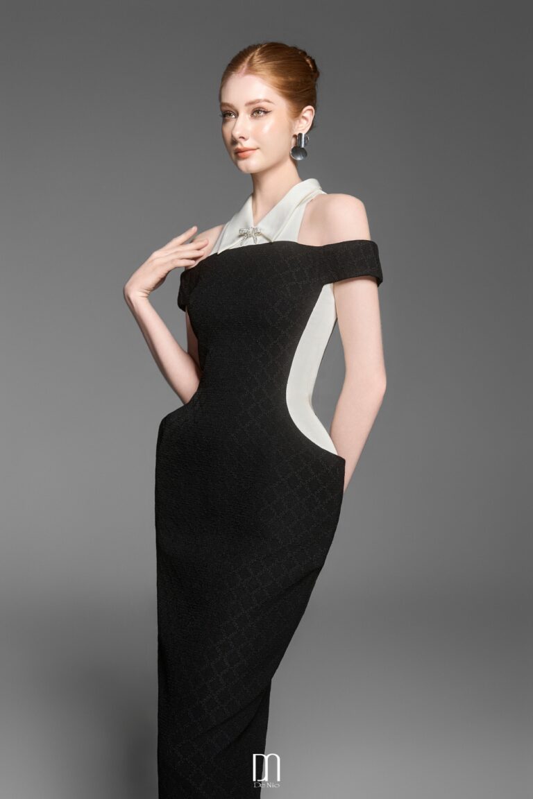 Cookie off-shoulder pencil dress with collar