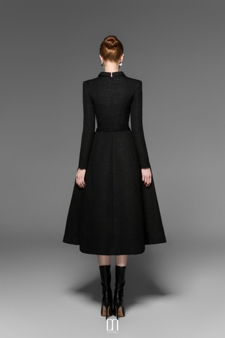 Brenna cut out chest tweed dress