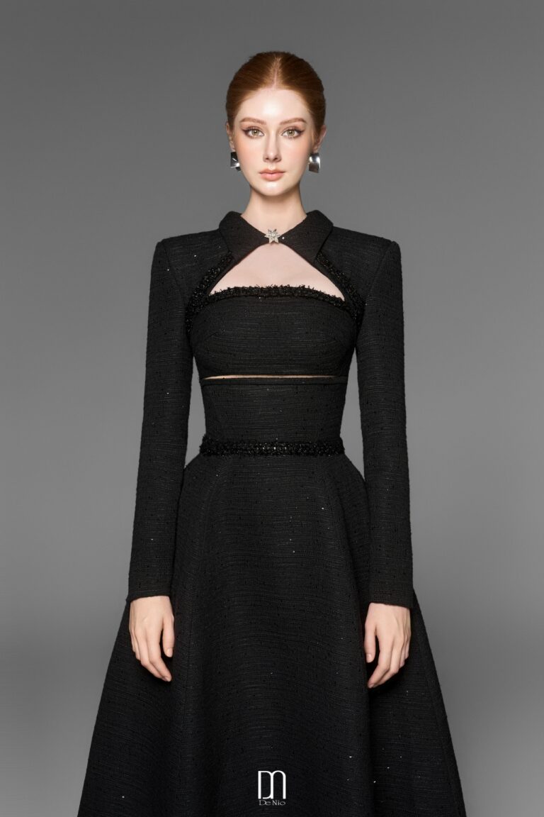 Brenna cut out chest tweed dress