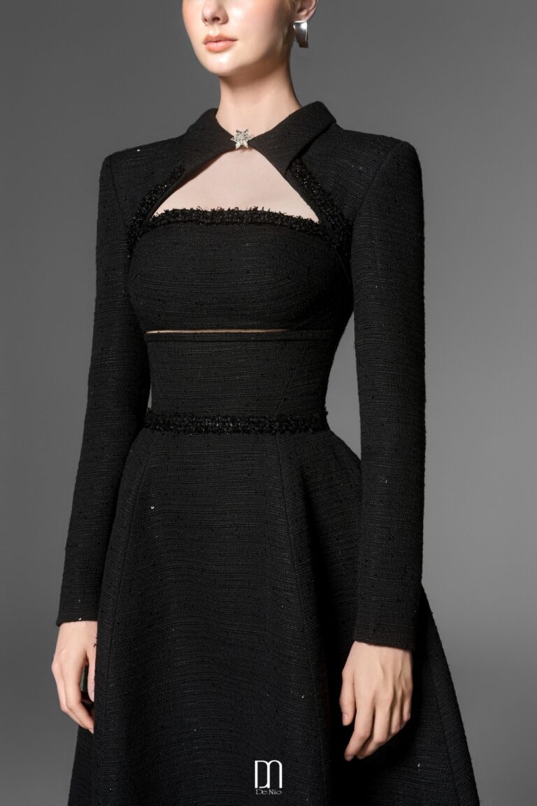 Brenna cut out chest tweed dress