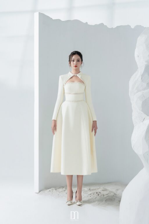 Brenna cut out chest tweed dress