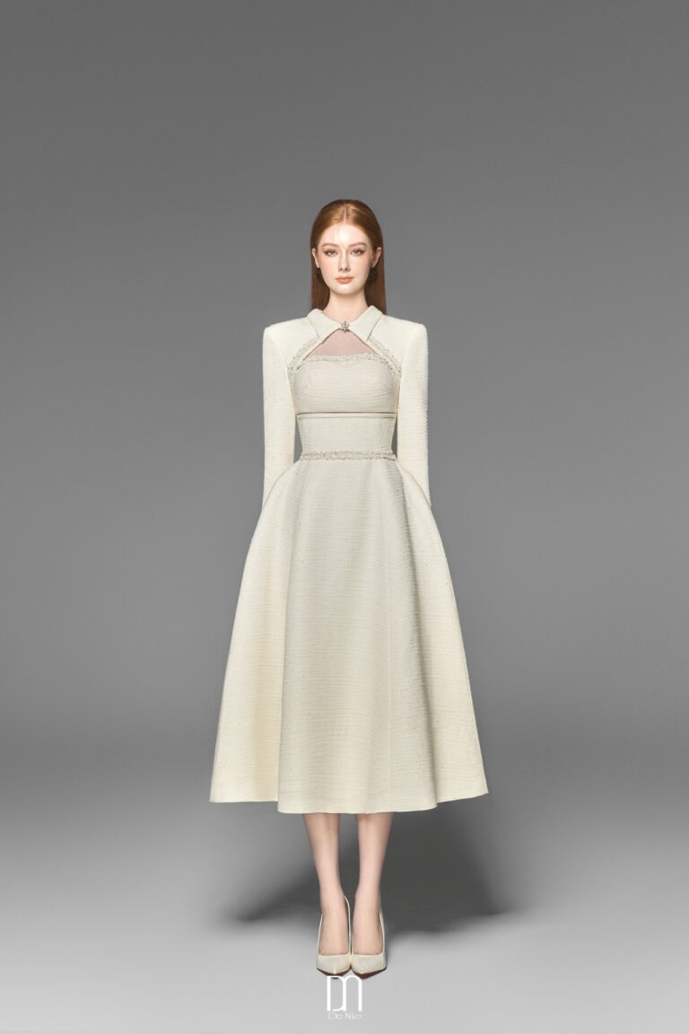 Brenna cut out chest tweed dress