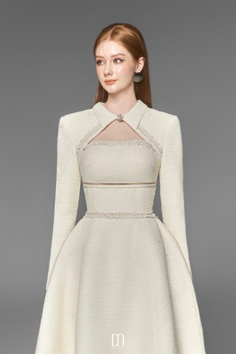 Brenna cut out chest tweed dress