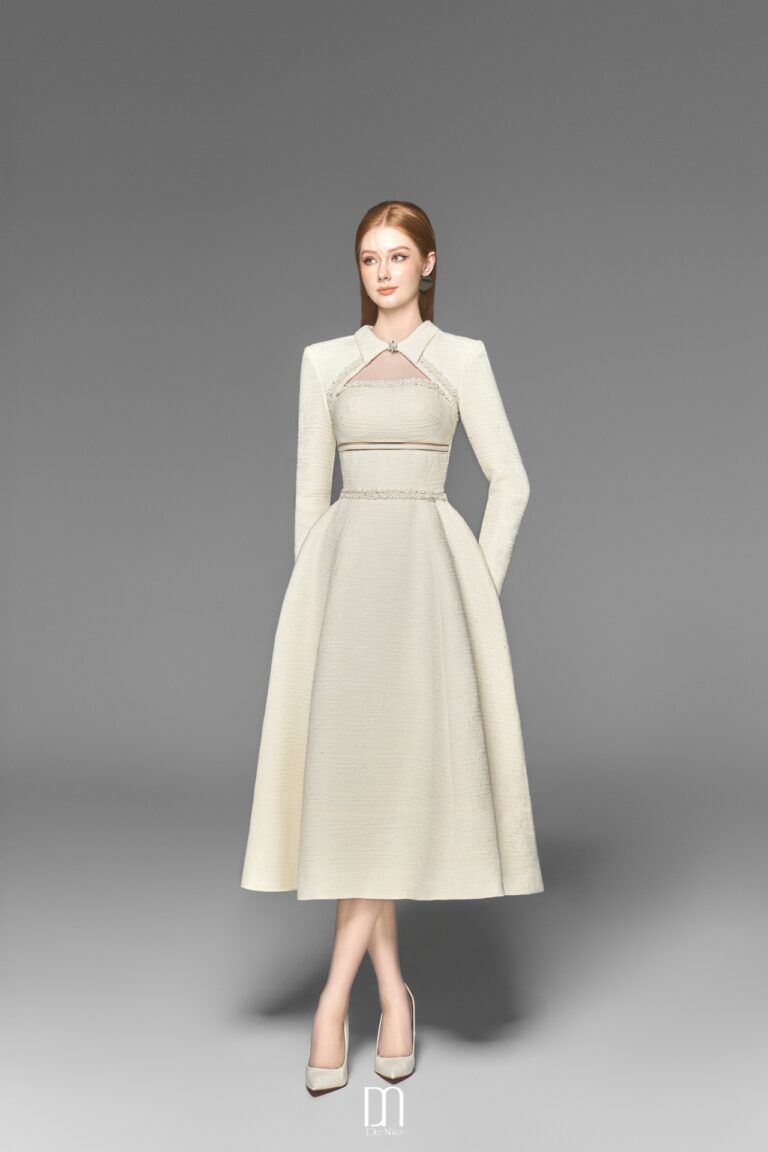 Brenna cut out chest tweed dress