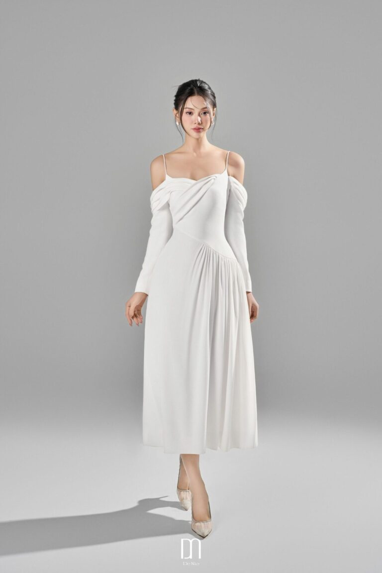 Letty off-shoulder pleated skirt