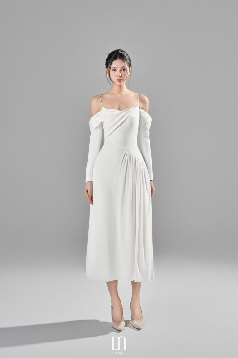 Letty off-shoulder pleated skirt