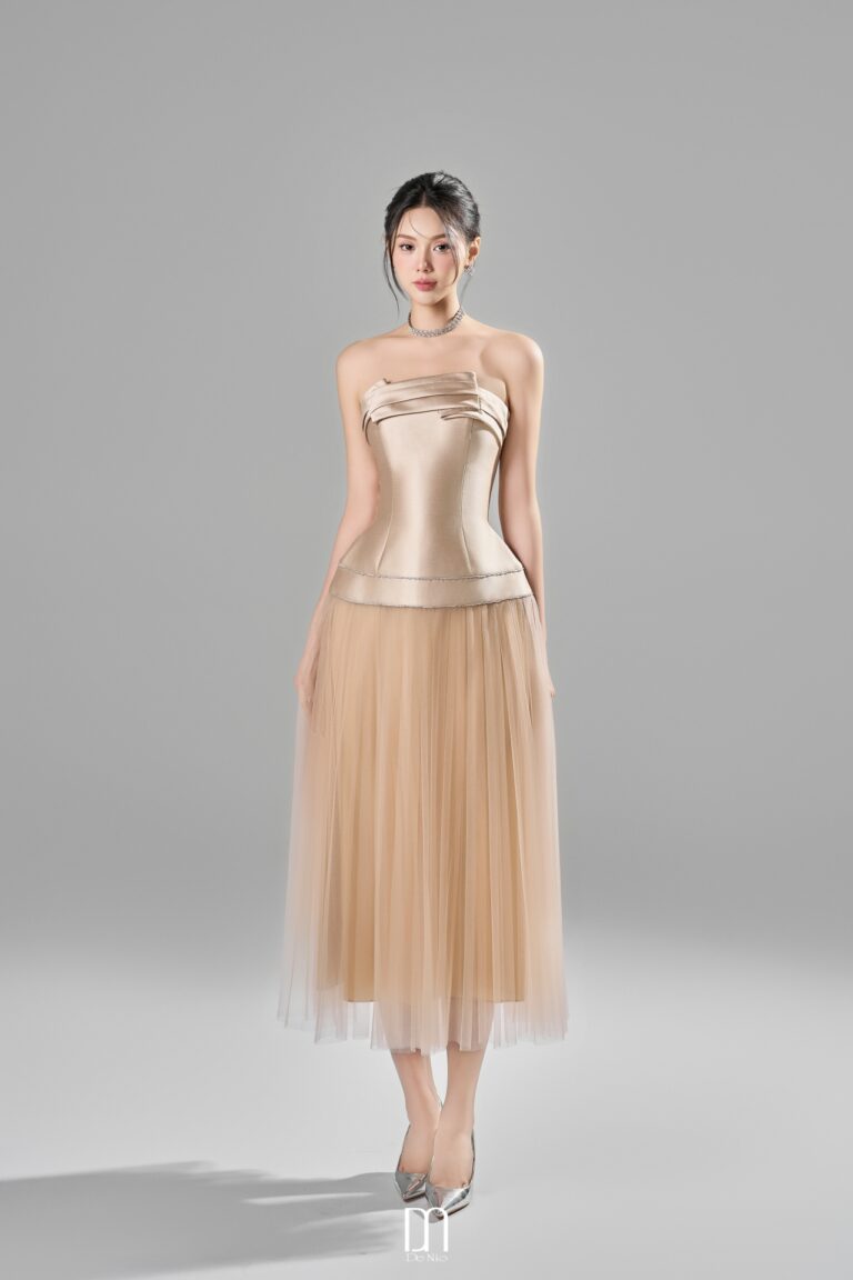 Nyla draping strapless dress
