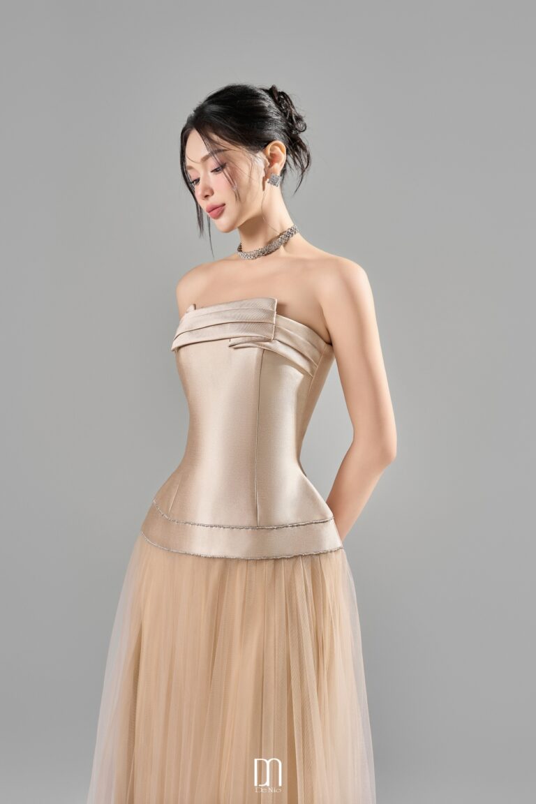Nyla draping strapless dress