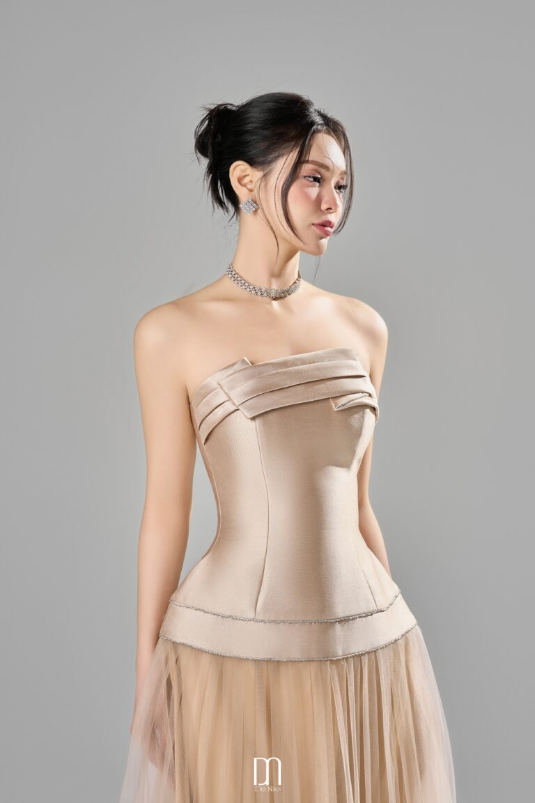Nyla draping strapless dress