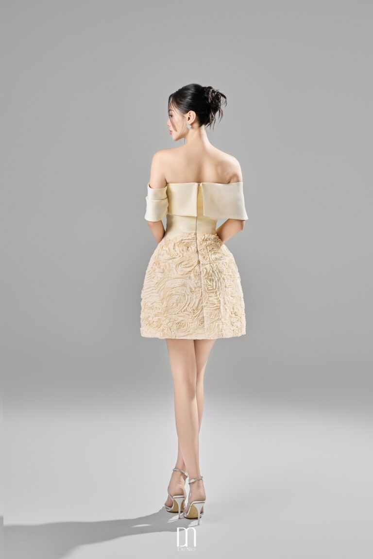 Mia Off-shoulder 3D lace mini dress