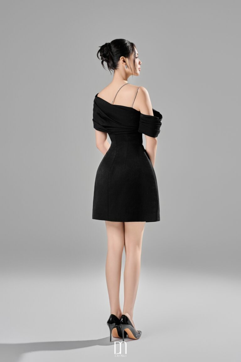 Elle off-shoulder mini dress with sparkling strings