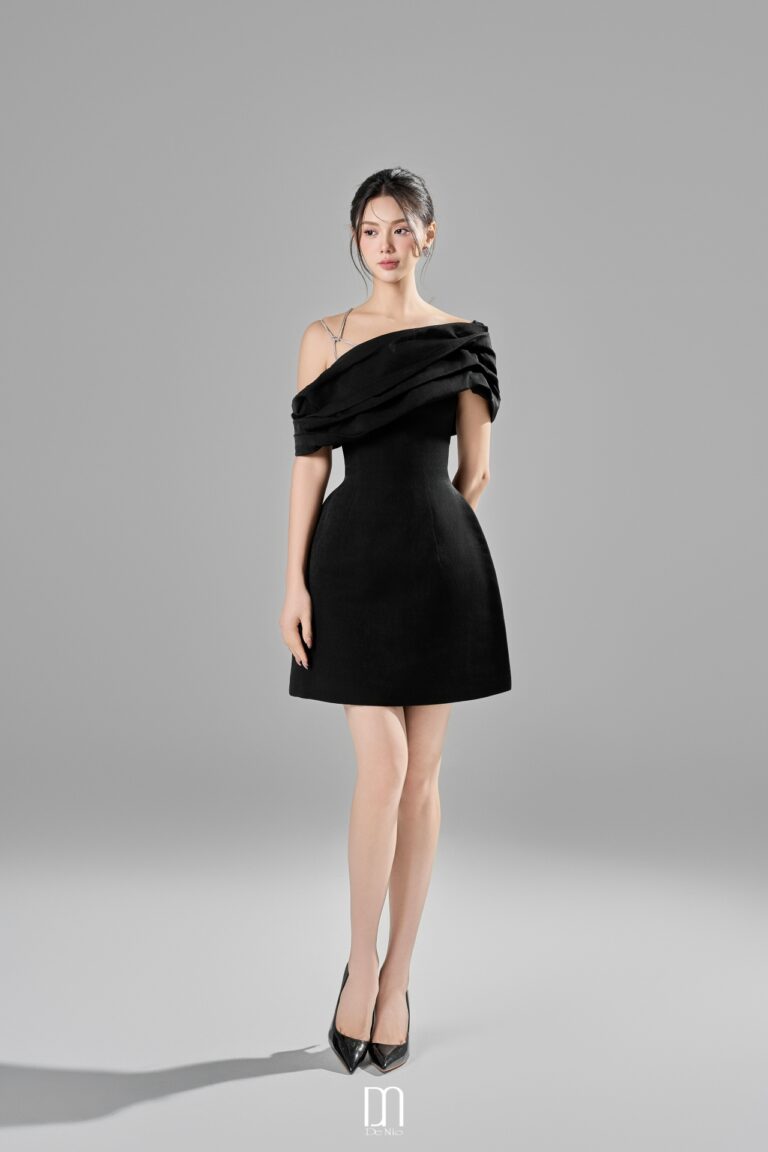 Elle off-shoulder mini dress with sparkling strings