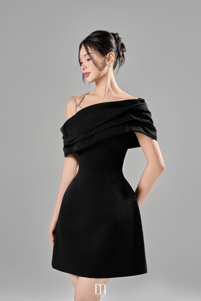 Elle off-shoulder mini dress with sparkling strings