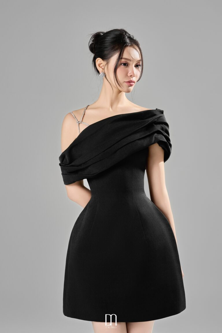 Elle off-shoulder mini dress with sparkling strings