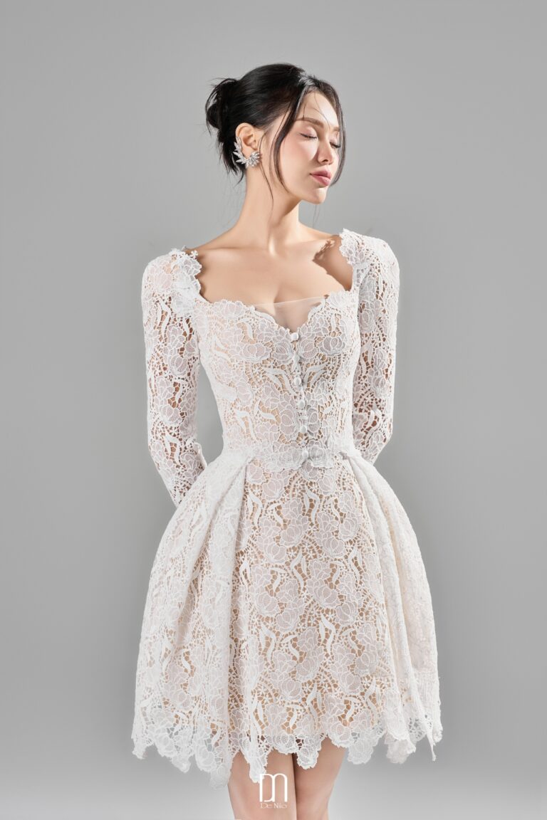 Zulie Fit'n flare lace mini dress